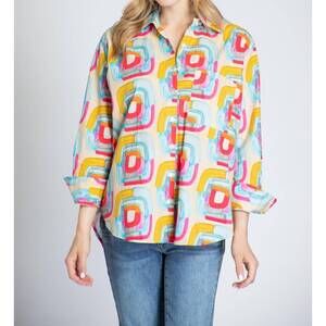 NEW APNY blocks of color print button-up shirt in multi